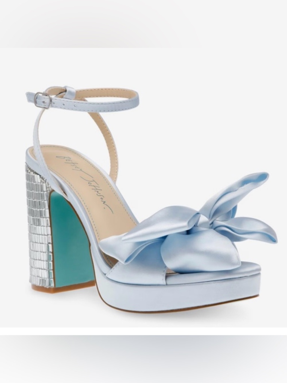 Betsey Johnson SB Aida mirrored heel Blue  Sandals with‎ Bow NEW 10